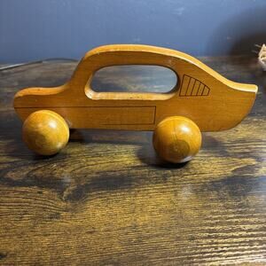 Vintage 9.5" Wooden Car Body Massager - MCM Minimalist Office Decor - Handheld